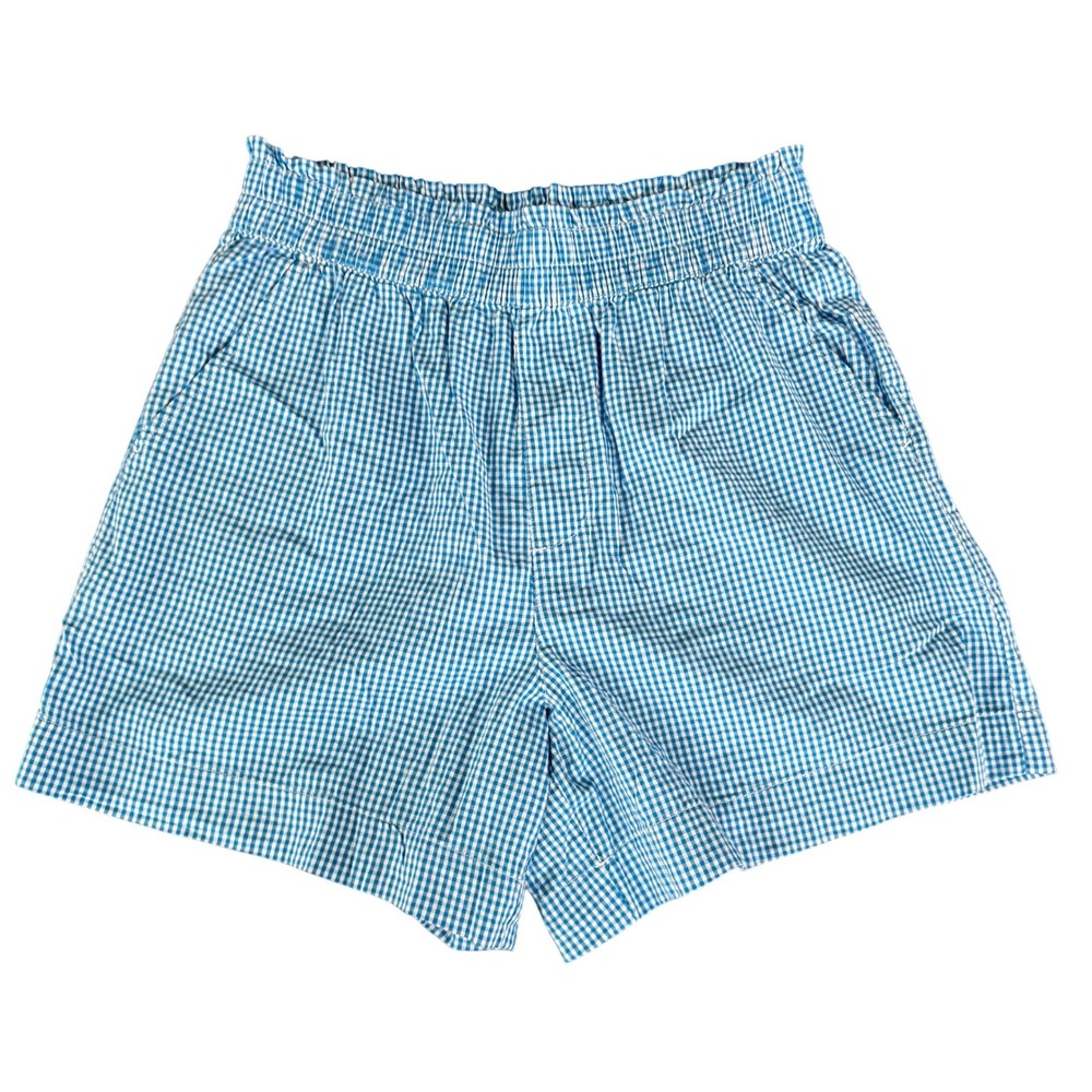 aerie Blue Gingham Elastic-Waist Shorts